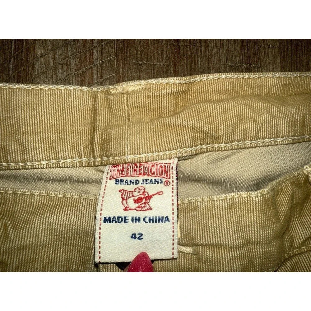 True Religion Bobby Straight Leg Corduroy Pants Khaki Brown Tan Men’s Size 42